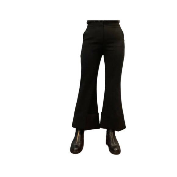 Stella McCartney Silk Cuff Wide Leg Pants - Black - 4